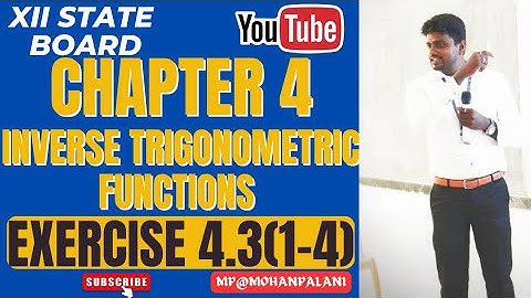 12th State Mathematics| Chapter 4- Inverse Trigonometric functions| Exercise 4.3(1-4)| In Tamil