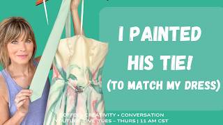 I Painted My Husband's Tie to Match My Hand-Painted Wedding Dress | Upcycled Fashion DIY