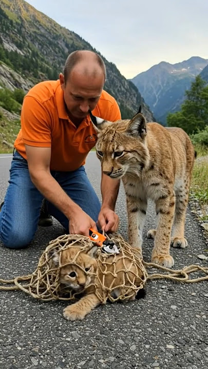 A Kind-Hearted Man rescued Baby Lynx Trapped in Net