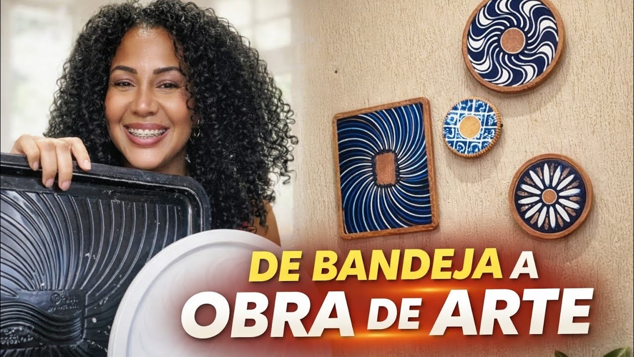 Transformei BANDEJA Plástica em Decoração de Parede com Efeito Barro🤎 (DIY com Gesso)