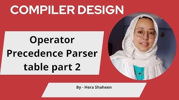 Operator Precedence Parser table  part 2