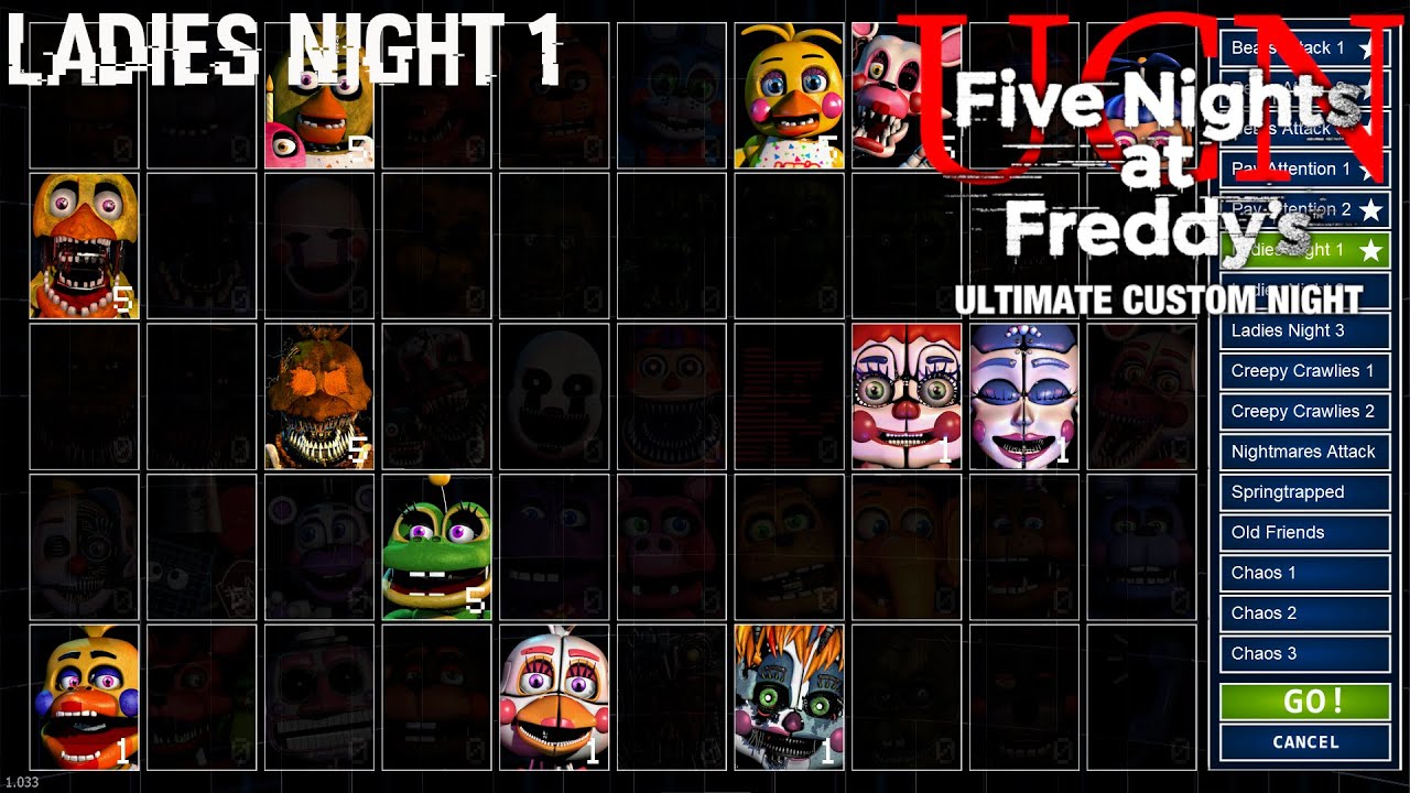 FNaF Ultimate Custom Night - Ladies Night 1 - YouTube