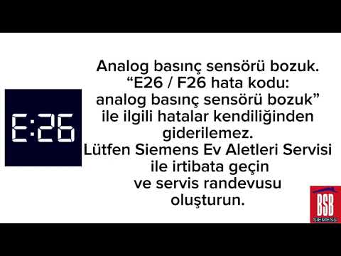 E26 F26 Hata Kodu Siemens Çamaşır Makinesi