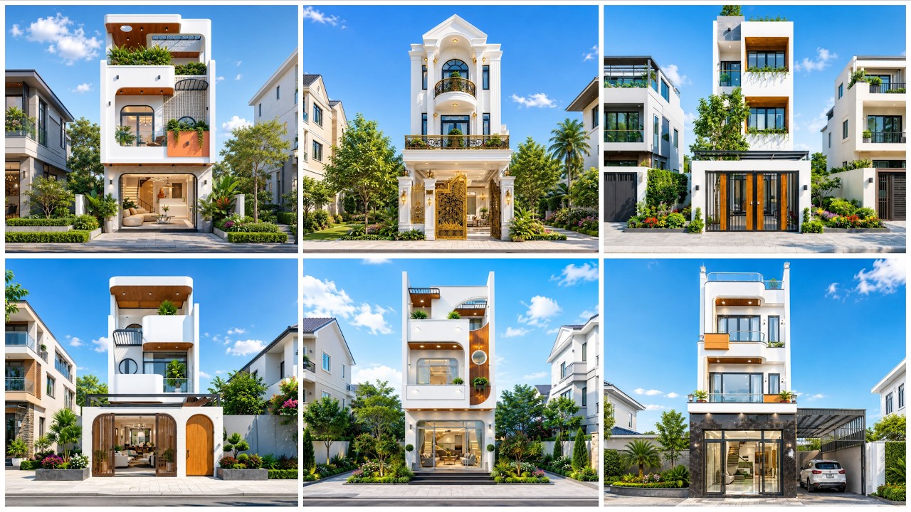 Tổng Hợp 50 Mẫu Nhà Ống 3 Tầng - Nhà 1 Trệt 2 Lầu Mặt tiền 4 met, 5 met, 6 met Hiện Đại #nha3tang