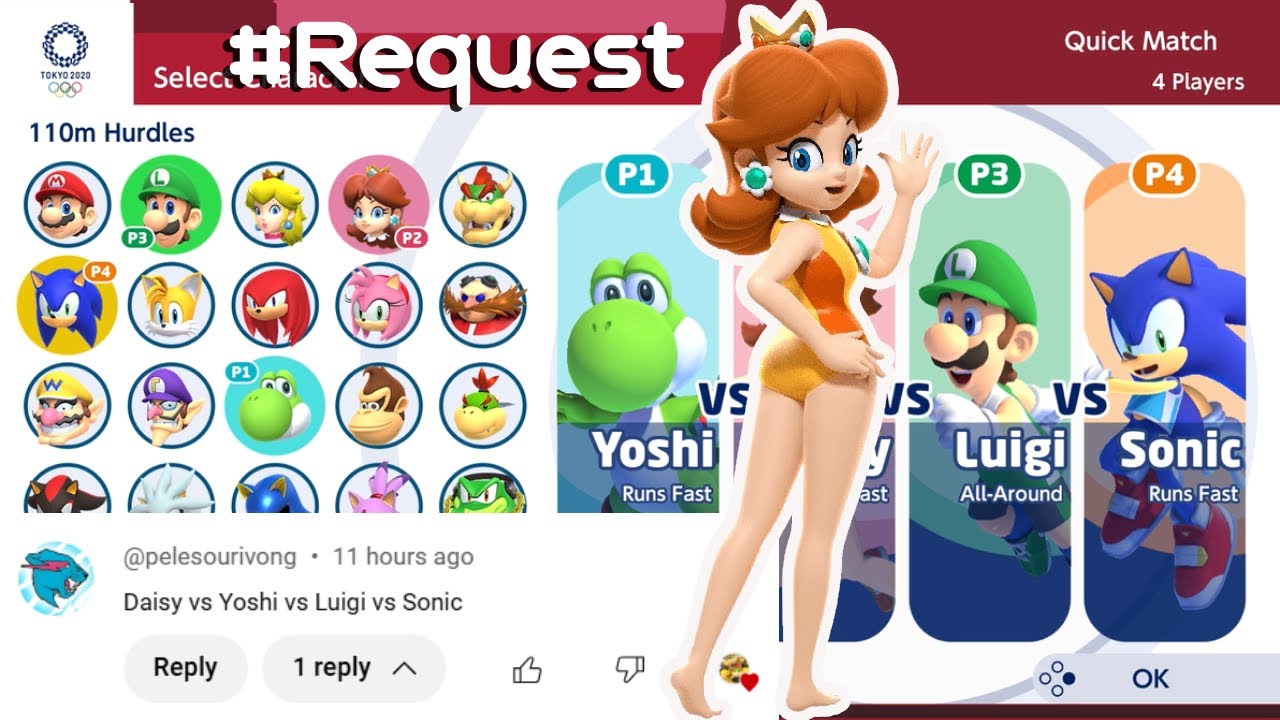 MARIO AND SONIC AT TOKYO 2020 | Gameplay (4 Players) | Yoshi VS Daisy VS Luigi VS Sonic