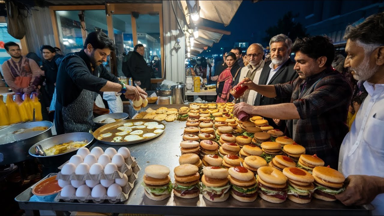 EGG BURGER MAKING | SUPER FAST COOKING SKILLS | ANDA BUN KABAB | STREET FOOD OF RAWALPINDI, PAKISTAN