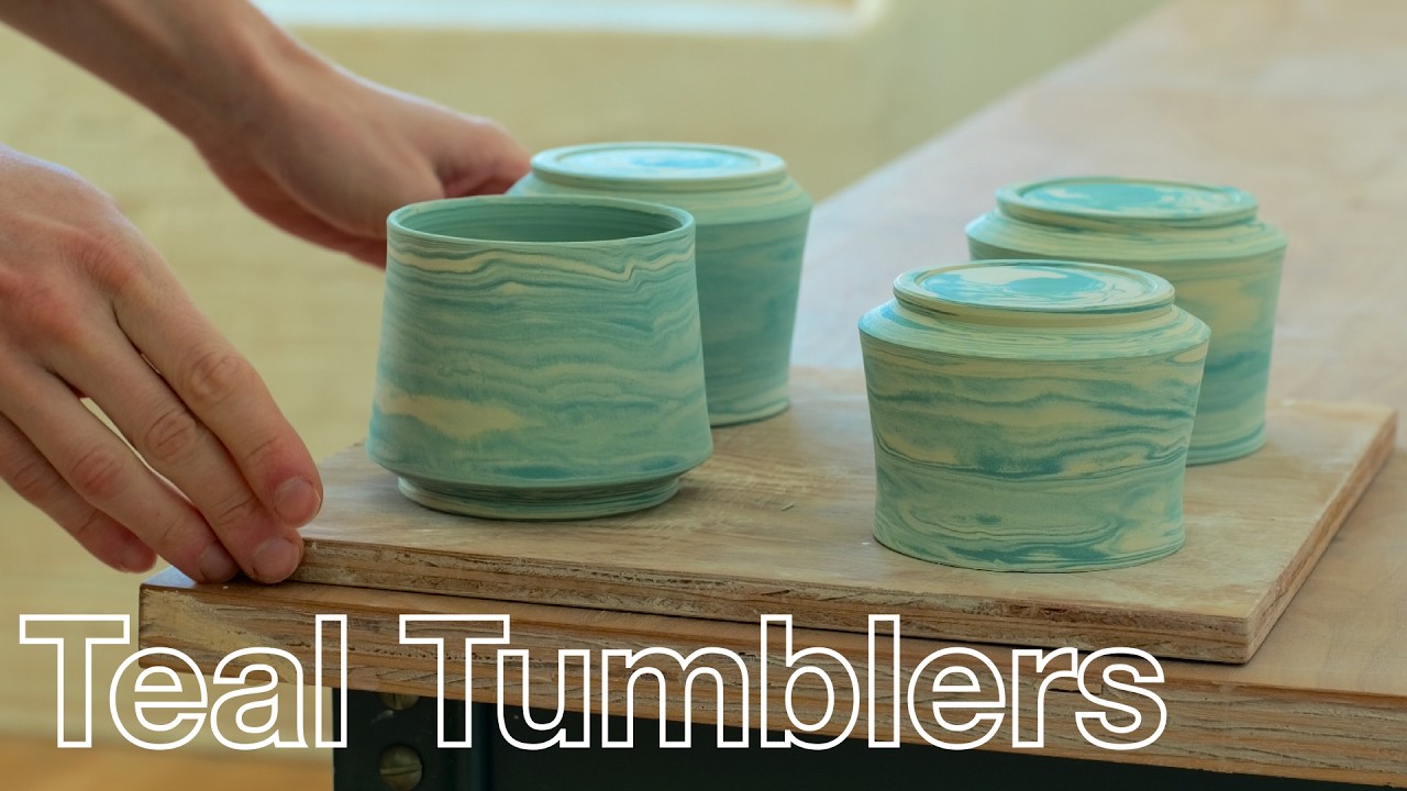 Limited Edition Set of Marbled Teal Tumblers - Start to Finish