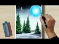 Soft Pastel Drawing - How to Draw 3D Beautiful Scenery with Street Light (step by step) Night Sky.