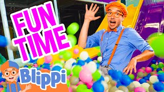 FUN TIME with Blippi at an INDOOR PLAYGROUND! | Learning Colors | Educational Videos For Kids