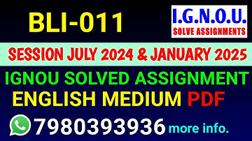 BLI 11 Solved Assignment 2024-25 English, BLII 11 Solved Assignment 24-25, BLII-11 Assignment