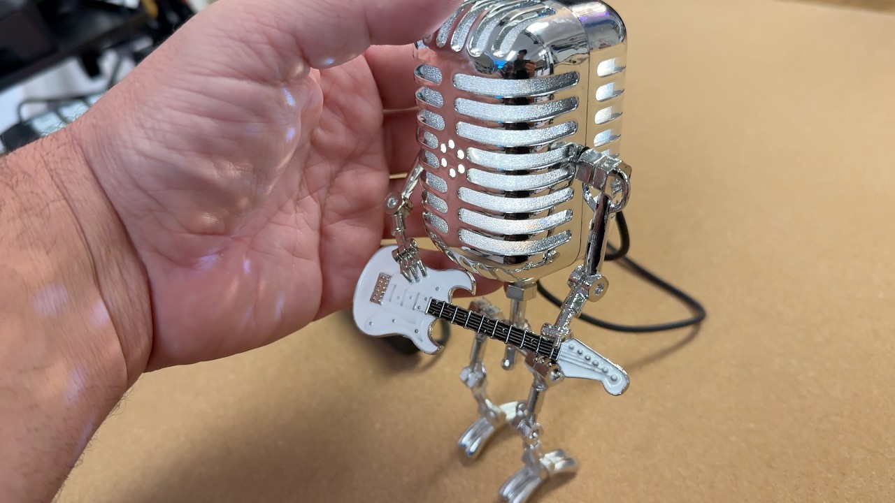 Vintage Microphone Guitar Robot Lamp, Cool Gifts for Music Lovers