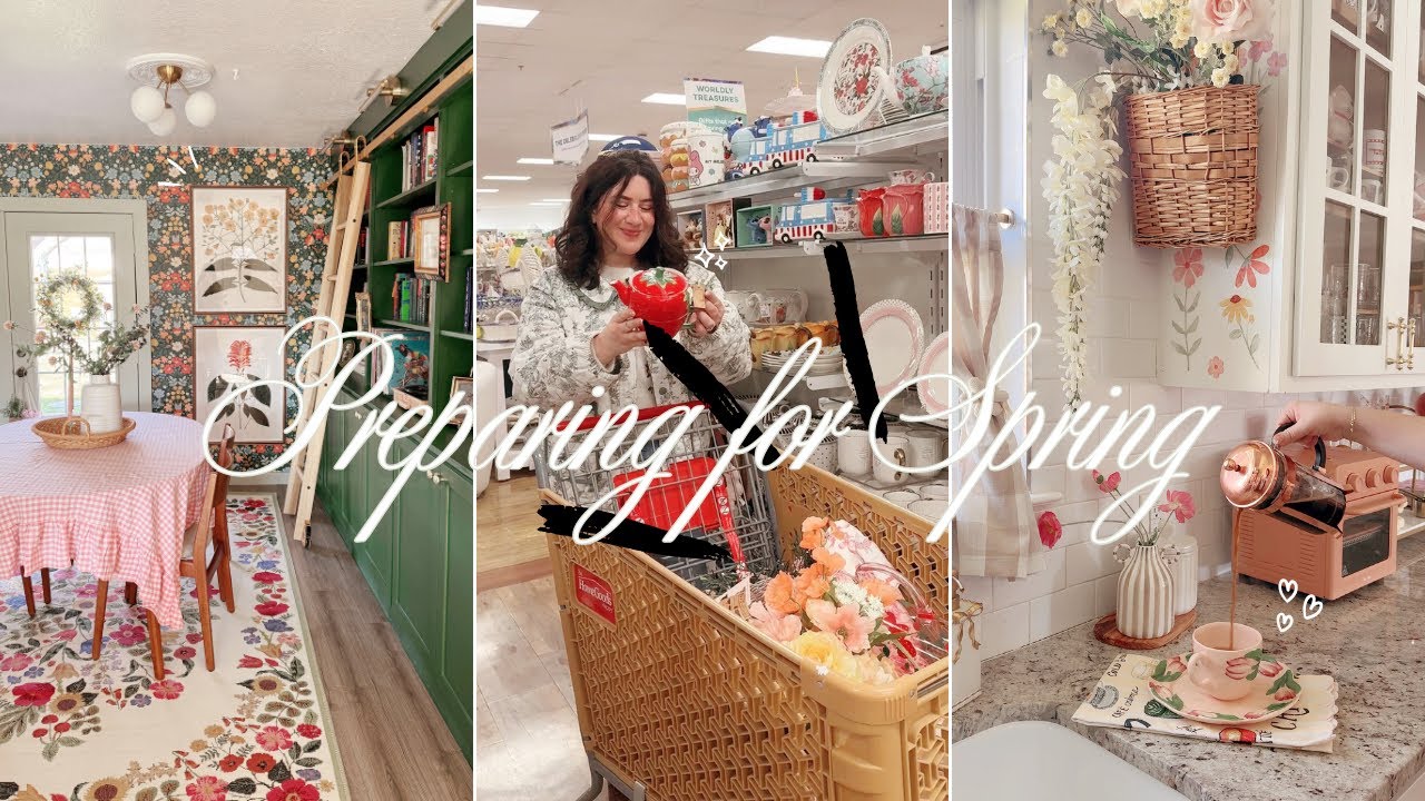 Preparing for Spring 🌷🧺 Cottagecore Spring decor, Painting, Wallpaper DIY, Puzzle haul & Organizing