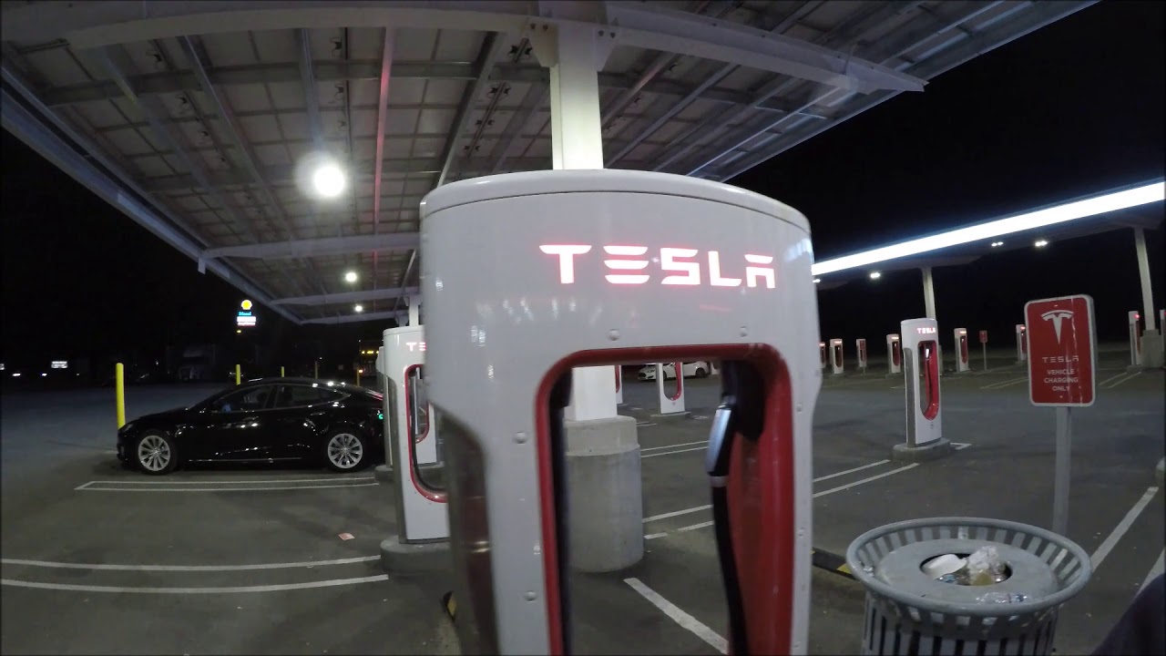 Tesla Supercharger Baker California (40 stalls) YouTube