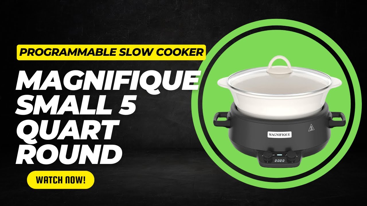 MAGNIFIQUE Small 5 Quart Round Casserole Programmable Slow Cooker & Folding Design
