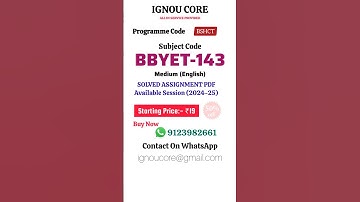 BBYET 143 Solved Assignment PDF 2024-25 in English, BSCG program BBYET-143 Solved assignments