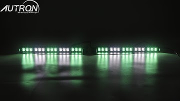 Strobe Light Bar LED Windshield Visor Warning Emergency Split Deck 26 Flash Patterns Green & White
