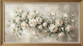 Timeless White Rose Bouquet | Vintage Floral TV Frame Art | 2 Hours No Sound screenshot 5