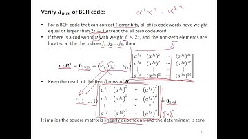 錯誤控制編碼: (12) BCH code 最小碼距證明; Error Control Coding: mini. distance of BCH code