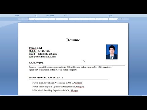 How to Create a Resume in Microsoft Word - MS Word में रिज्यूमे कैसे बनाये? | Resume in Word Hindi