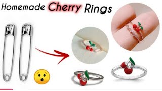 Diy homemade cherry ring 😱/small jewellery making at home/how to make beautiful rings 😱#diykeychain