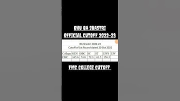 BHU BA SHASHTRI OFFICIAL CUTOFF 2022-23 | FMC COLLEGE | CUET SEAT ALLOTMENT |