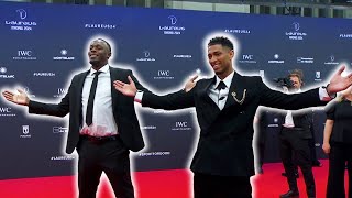 Jude Bellingham does his celebration with Usain Bolt! 🏴󠁧󠁢󠁥󠁮󠁧󠁿🇯🇲⚡️ Laureus World Sports Awards 2024