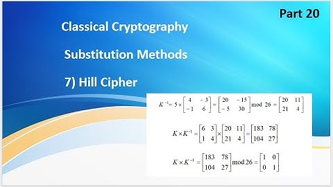 Video 20: Cryptography, System Security, Substitution , Hill Cipher, Inverse, Polygraphic