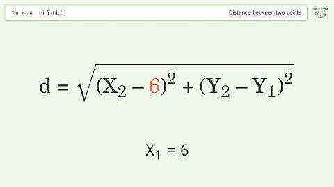 Find the distance between two points p1 (6,7) and p2 (4,6): Step-by-Step Video Solution