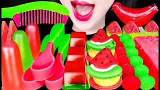 Asmr Edible Hair Brush, Edible Spoon, Watermelon Dessert, Jello 먹는 빗, 먹는 숟가락, 수박 디저트 젤리 먹방 Mukbang