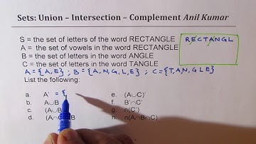 Sets Union Intersection Complements IB IIT JEE Math