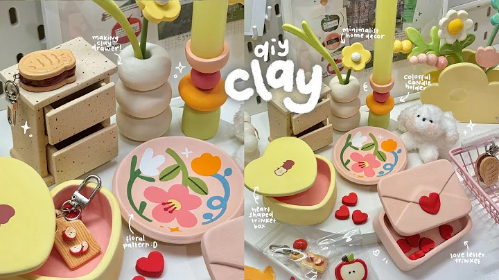 making cute clay trinket dishes and decor🍎💐💌 using air dry clay / no bake