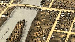 Geneva Illinois 1869 Panoramic Bird's Eye View Map 6479
