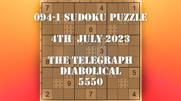 094 1 Sudoku Puzzle The Telegraph   Diabolical 5550