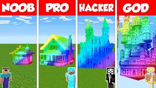 Minecraft Battle: NOOB vs PRO vs HACKER vs GOD: RAINBOW SPECTRITE HOUSE BUILD CHALLENGE / Animation