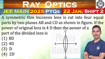 A symmetric thin biconvex lens is cut into four equal parts by two planes AB and CD as shown in fig