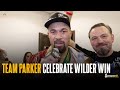 JUBILATION! Joseph Parker, Andy Lee and team celebrate after astonishing Deontay Wilder victory