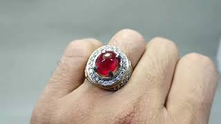 Cincin Batu Natural Ruby Merah Delima Bagus Asli Kode 2393
