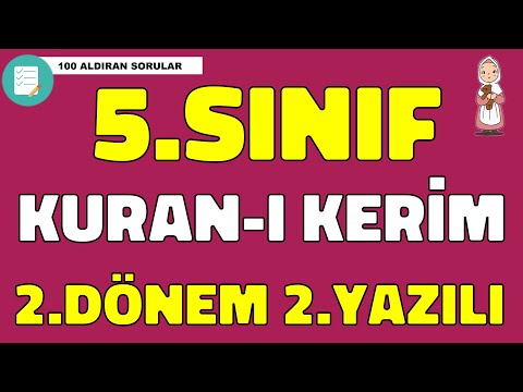 5.Sınıf Kuran-ı Kerim 2.Dönem 2.Yazılı Soruları ve Çözümü(%99 Çıkabilir 😊😊😊 )