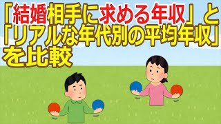 【2ch】「結婚相手に求める年収」と「リアルな年代別の平均年収」を比較  【年収だけじゃない】生活で大切な「平均貯蓄額」もみる  [煮卵★]【ゆっくり】