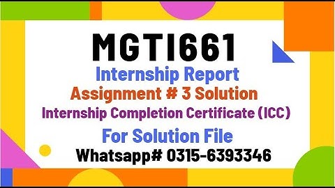 MGTI661 Assignment 3 solution 2024 internship report #mgti661 #vu mgti661