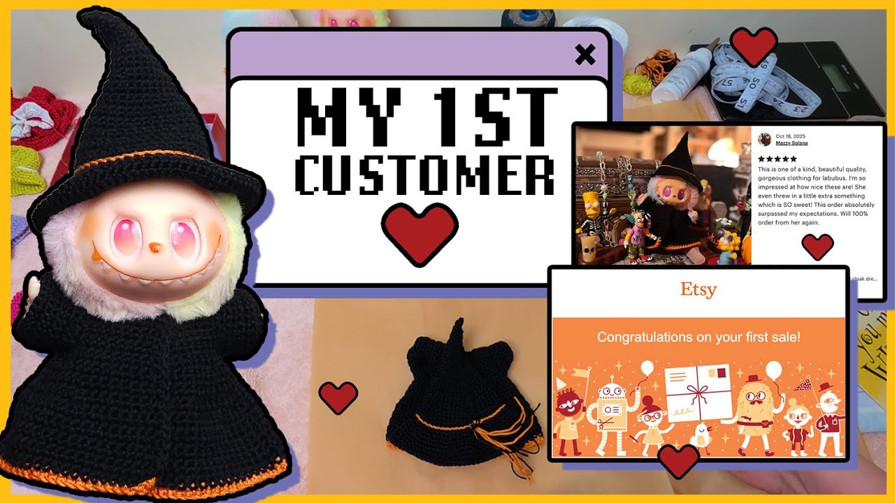 Packing My First Order! 💗 LABUBU Crochet Outfit #ASMR #smallbusiness  #packingorders  #handmade