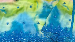 soft Lite weight georgette mirror work sarees screenshot 5
