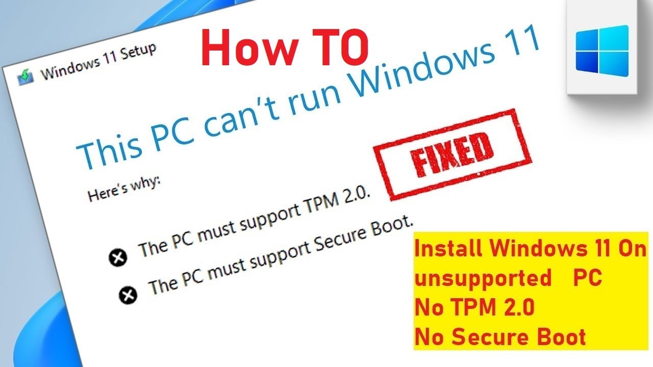How to install windows 11 on unsupported pc without TPM 2.0, Secure ...