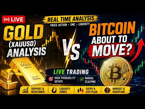 Thumbnail for 🔴 LIVE Gold (XAUUSD) Analysis | Bitcoin About to MOVE? | Price Action Trading