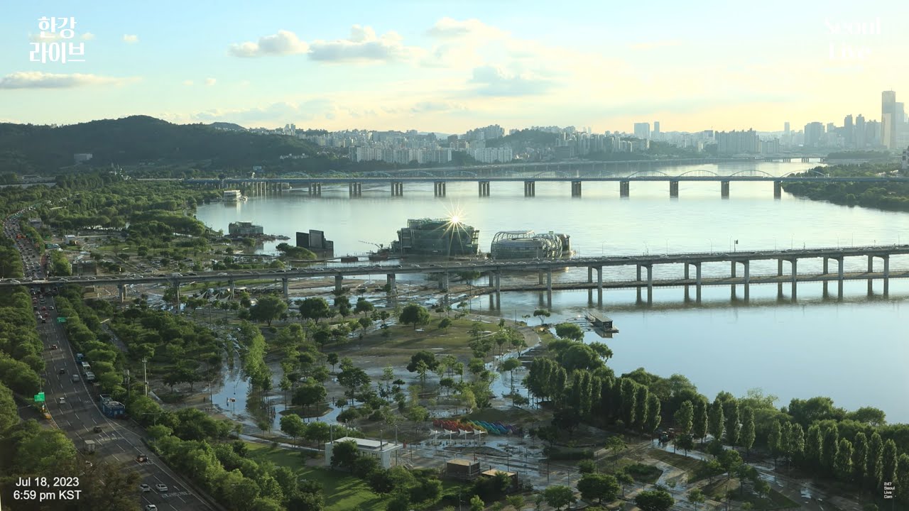 🛑서울 한강 라이브 실시간  한강공원 올림픽대로 반포대교 분수쇼 Live Seoul Han River Park Floating Island Fountain Show🛑