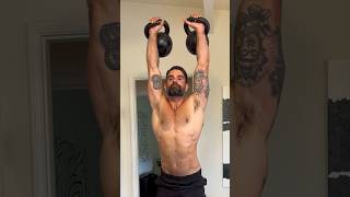 Double Kettlebell Military Press + Front Squat + Double Clubbell Side Swipe