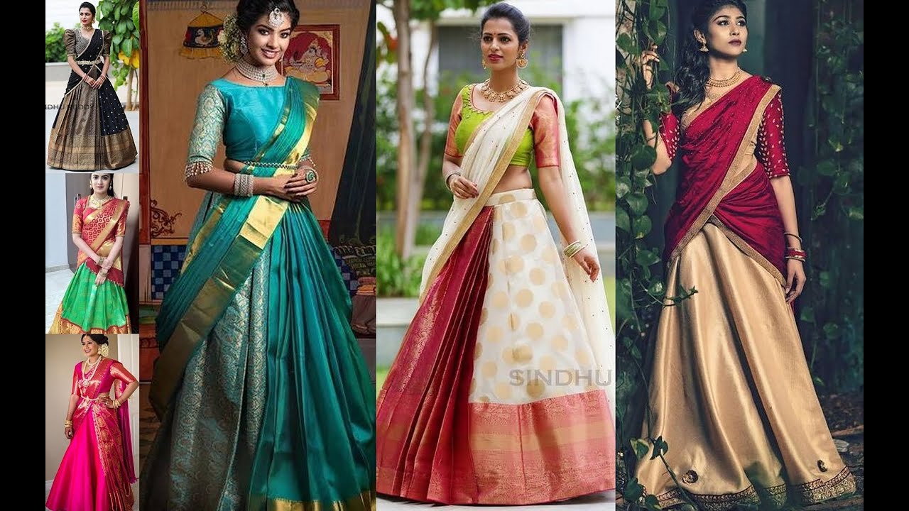 new trendy half saree designs
