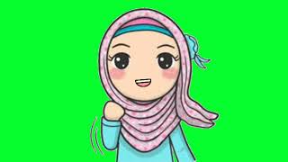 Animasi Kartun Muslimah Lucu greenscreen