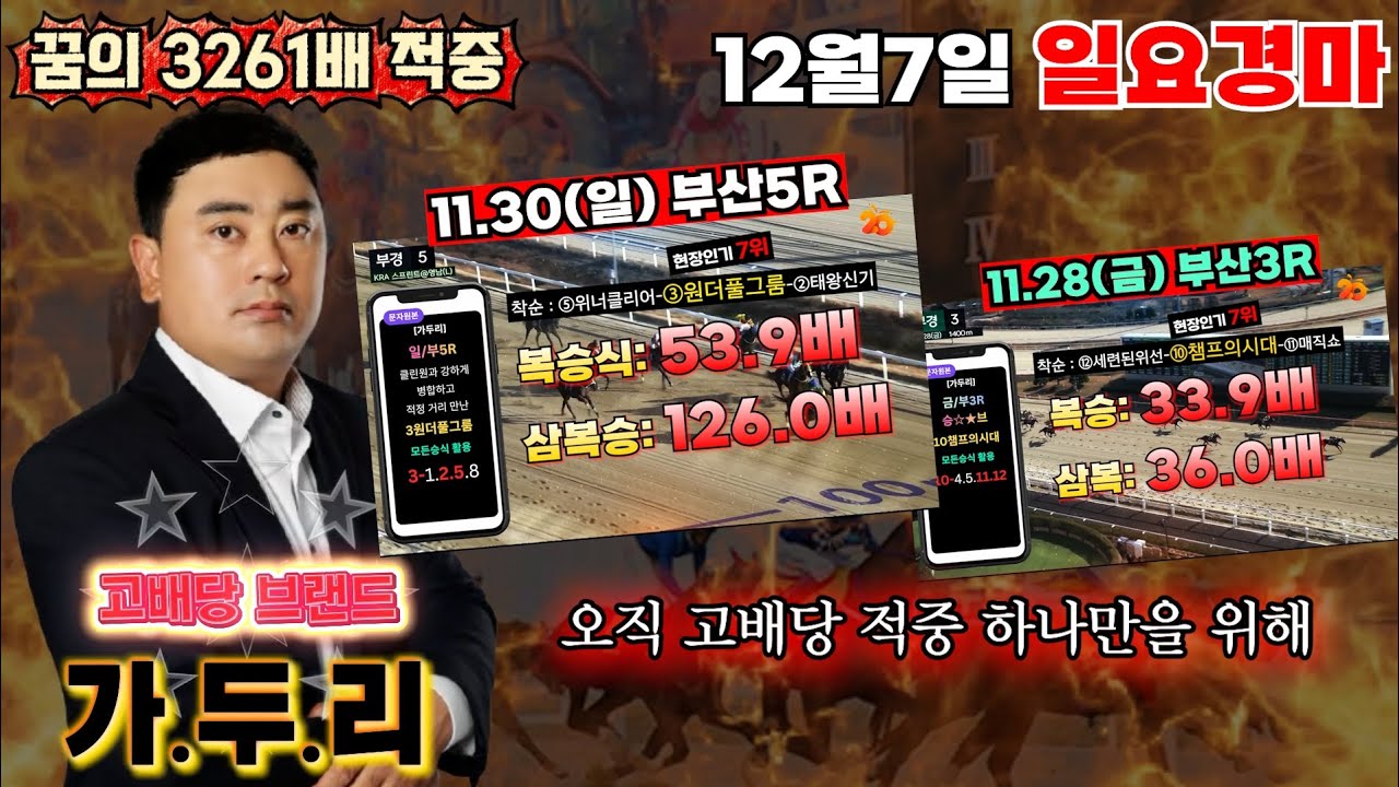 12월7일 서울 6경주 배당 때립니다!!!