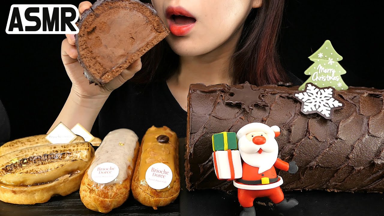 ASMR) CHOCHOLATE CAKE, ACLAIR, TART 초콜릿케이크, 에끌레어, 타르트